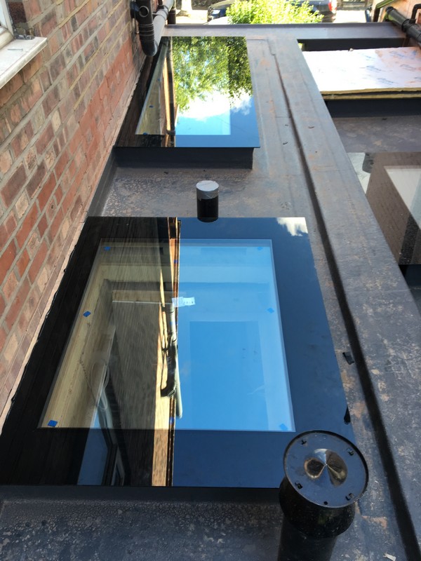 Multiple flat roof skylights on extension in Finchley Central